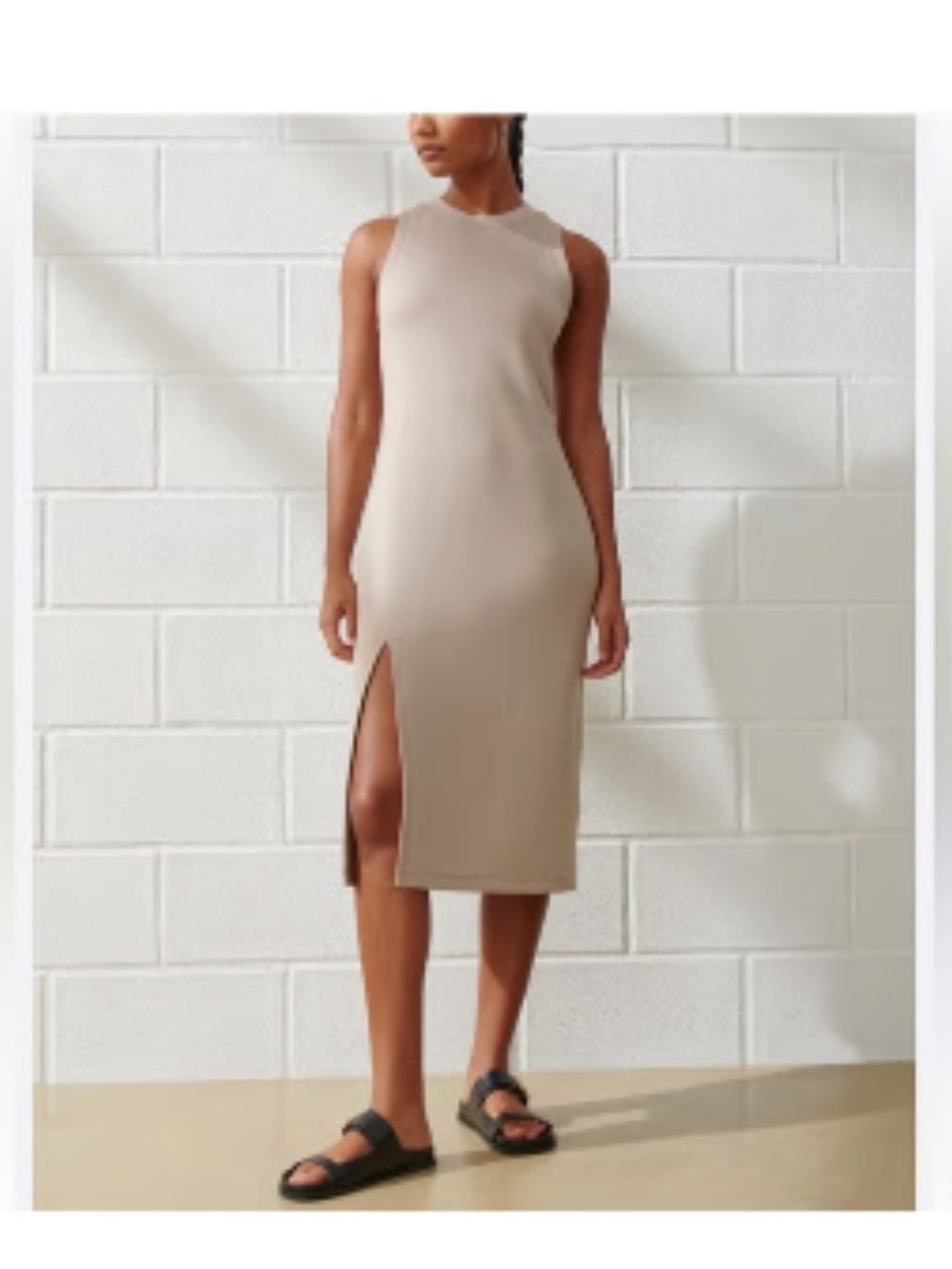 NWT Abercrombie & Fitch YPB neoKNIT Fitted Dress in Sand Taupe
